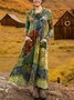 Cowl Neck Loose Casual Floral Dress With No Belt