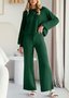 Casual Regular Fit Cotton Plain Two-Piece Set