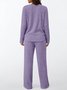 Cotton Plain Casual Two-Piece Set
