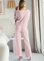 Casual Regular Fit Cotton Plain Two-Piece Set