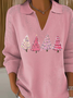 Women's Christmas Print Casual Lapel Sweater