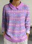 Regular Fit Cotton Shawl Collar Casual Sweater