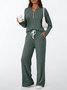 Cotton Plain Casual Two-Piece Set