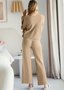 Casual Regular Fit Cotton Plain Two-Piece Set