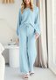 Casual Regular Fit Cotton Plain Two-Piece Set