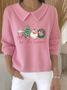 Women's Casual Christmas Print Lapel Classic Sweater
