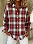 Vintage Shawl Collar Plaid Loose Shirt