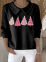 Women's Casual Christmas Print Lapel Classic Sweater