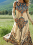 Geometric Ethnic Crew Neck Dress With No