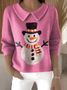 Women's Casual Christmas Print Lapel Classic Sweater