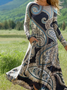 Boho Paisley Crew Neck Loose Dress With No