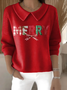 Women's Casual Christmas Print Lapel Classic Sweater