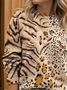 Leopard Crew Neck Printing Simple Sweater