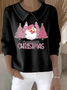 Women's Casual Christmas Print Lapel Classic Sweater