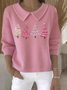 Women's Casual Christmas Print Lapel Classic Sweater