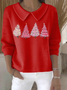 Women's Casual Christmas Print Lapel Classic Sweater
