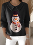Women's Casual Christmas Print Lapel Classic Sweater