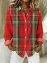 Vintage Shawl Collar Plaid Loose Shirt