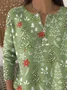 Women's Christmas Print Classic Casual Knit Button Sweater