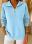 Cotton Casual Regular Fit Shawl Collar Knit Top