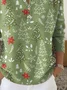Women's Christmas Print Classic Casual Knit Button Sweater
