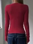 Women's Long Sleeve T-shirt Spring/Fall Khaki Plain Split Joint Crew Neck Daily Going Out Casual Top