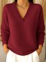 Women Casual Plain Cotton V neck T-shirts