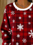 Regular Fit Snowflake Crew Neck Casual Sweatshirt