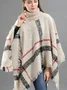 Casual Acrylic New High Collar Warm Large Size Loose Plain Shawl Cloak Plaid Warm Scarf Tassel One Size Cloak