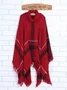 Casual Acrylic New High Collar Warm Large Size Loose Plain Shawl Cloak Plaid Warm Scarf Tassel One Size Cloak