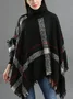 Casual Acrylic New High Collar Warm Large Size Loose Plain Shawl Cloak Plaid Warm Scarf Tassel One Size Cloak