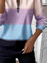 Women's Colorblock Printed Casual Zipper Long Sleeve Sweatshirt
