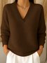 Women Casual Plain Cotton V neck T-shirts