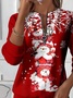 Women's Christmas Print Casual Zipper Long Sleeve Sweatshirt