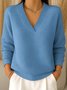 Women Casual Plain Cotton V neck T-shirts