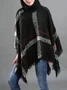 Casual Acrylic New High Collar Warm Large Size Loose Plain Shawl Cloak Plaid Warm Scarf Tassel One Size Cloak