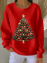 Cotton Christmas Tree Crew Neck Casual Sweatshirt