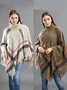 Casual Acrylic New High Collar Warm Large Size Loose Plain Shawl Cloak Plaid Warm Scarf Tassel One Size Cloak
