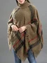 Casual Acrylic New High Collar Warm Large Size Loose Plain Shawl Cloak Plaid Warm Scarf Tassel One Size Cloak