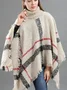 Casual Acrylic New High Collar Warm Large Size Loose Plain Shawl Cloak Plaid Warm Scarf Tassel One Size Cloak