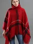 Casual Acrylic New High Collar Warm Large Size Loose Plain Shawl Cloak Plaid Warm Scarf Tassel One Size Cloak