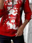 Women's Christmas Print Casual Zipper Long Sleeve Sweatshirt