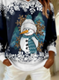 Casual Cotton Christmas Snowman Printing Hoodie