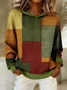 Loose Casual Multicolor Block Printing Hoodie