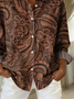 Women's Long Sleeve Shirt Spring/Fall Brown Floral Buckle Shirt Collar Regular Sleeve Daily Going Out Casual Top