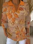 Women's Classic Casual Maple Leaf Print Lapel Sweater