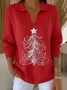 Women's Classic Casual Christmas Print Lapel Sweater