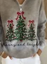 Shawl Collar Casual Christmas Zipper Sweatshirt