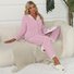 Shirt Collar Casual Plain Coral Velvet Pajama Set