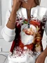 Women's Christmas Print Casual Zipper Long Sleeve Sweatshirt